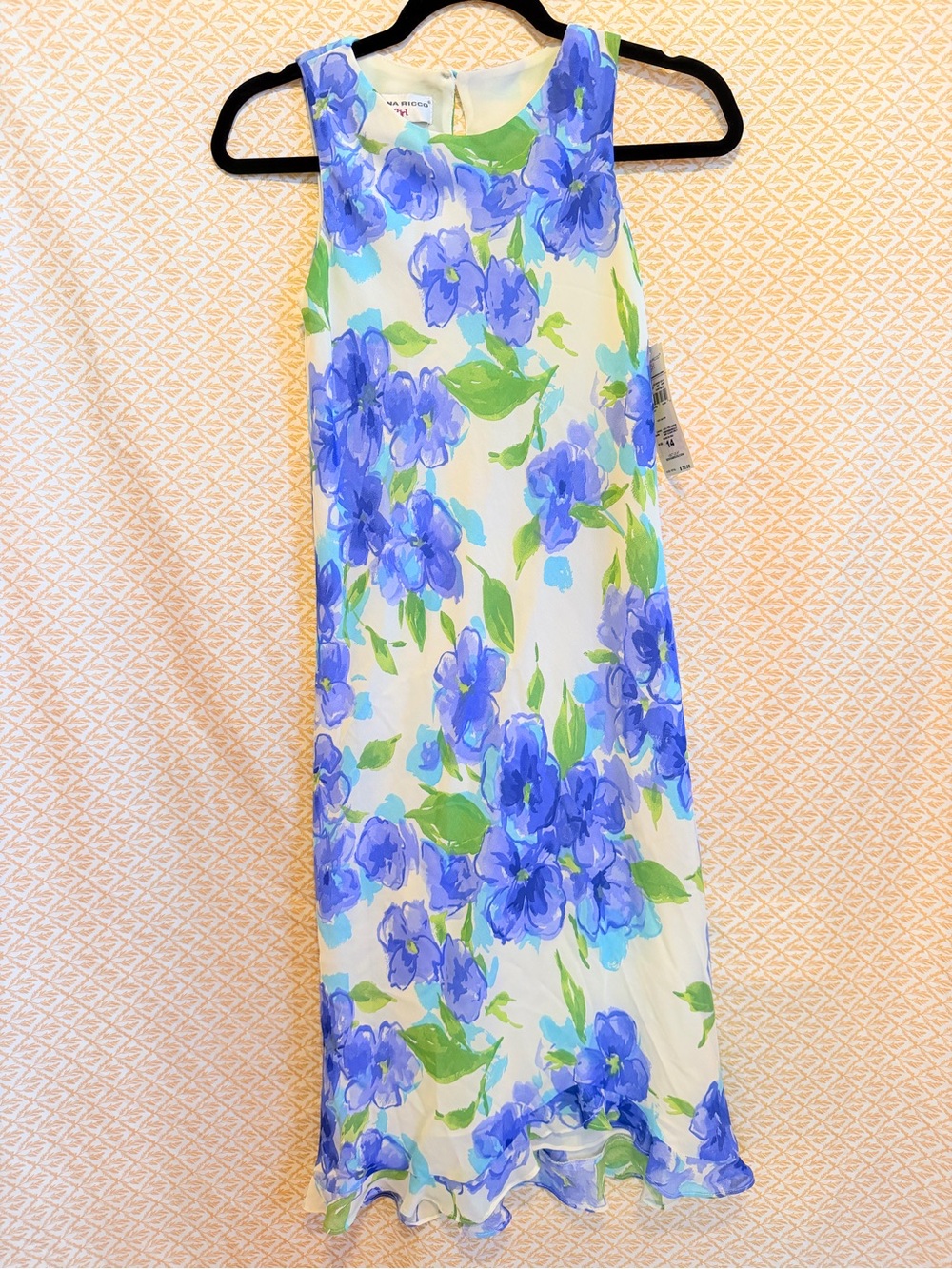 Donna Ricco Girl Blue and Green Floral Dress